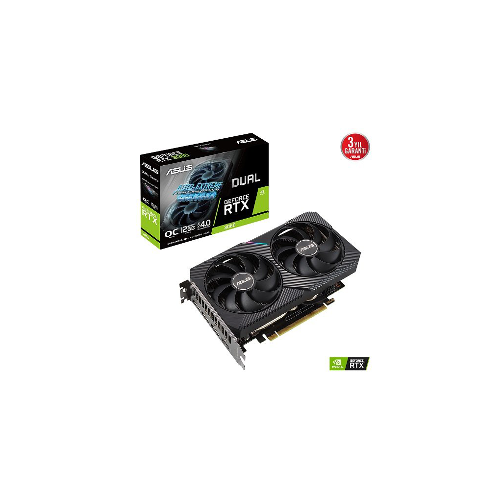 ASUS DUAL-RTX3060-O12G-V2, 12Gb, 192Bit, GDDR6, 192Bit, 1xHDMI, 3xDP GAMING  Ekran Kartı - BizdeHesapli.Com