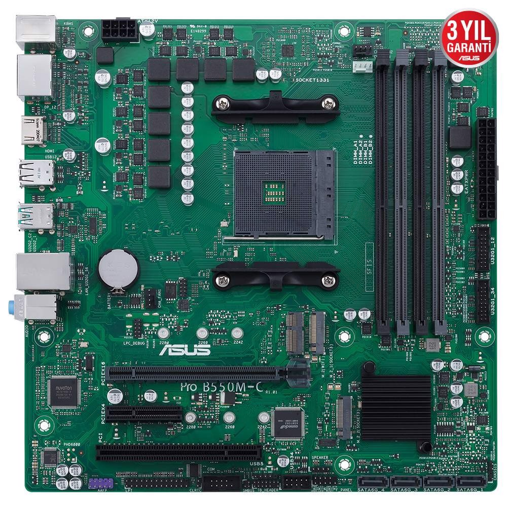 ASUS PRIME B550M-C/CSM 4600MHz(OC) DDR4 Soket AM4 M.2 HDMI VGA DVI mATX  Anakart | ITOPYA