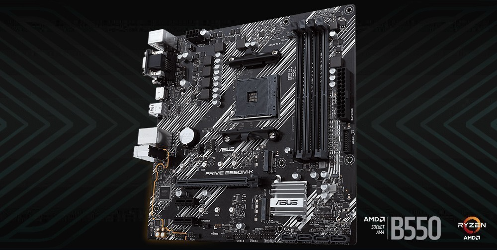 ASUS PRIME B550M-K 4600MHz(OC) DDR4 Soket AM4 M.2 HDMI VGA DVI MATX Anakart - Gaming.Gen.TR